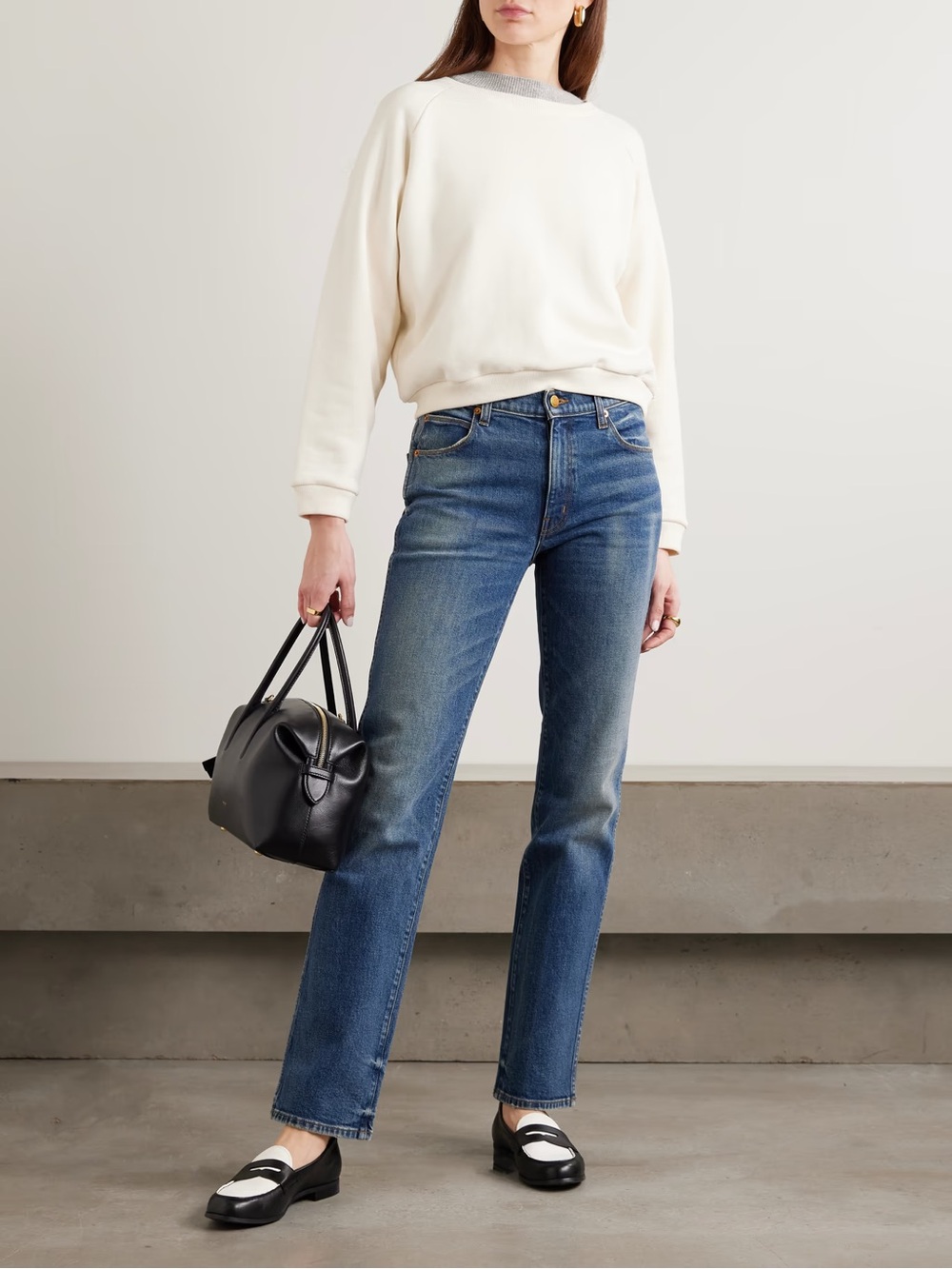 JAMIE HALLER The Daily cotton-terry sweatshirt in Ecru - size S - Picture 2 of 4